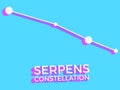 Serpens constellation 3d symbol. Constellation icon in isometric style on blue background. Cluster of stars and galaxies. Vector