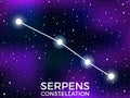 Serpens constellation. Starry night sky. Cluster of stars and galaxies. Deep space. Vector