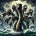 Serpent Hydra coming out from the sea