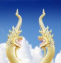 Serpent king of nagas statue on blue sky Royalty Free Stock Photo