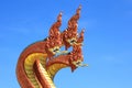 Serpent king on the stairs in buddhist temple