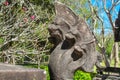 Serpent-like snake creature Phaya Naga statue in khmer ruins wat