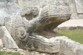 Serpent sculpture, the details of El Castillo in Chichen Itza in Mexico Royalty Free Stock Photo