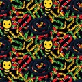 Serpent tangle and cobra black seamless pattern vector.