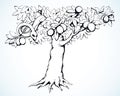 Serpent on the tree. Knowledge of good and evil. Vector drawing Royalty Free Stock Photo