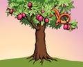 Serpent on the tree. Knowledge of good and evil. Vector drawing Royalty Free Stock Photo