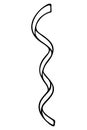 Serpentine. Cute curl. Decorative ribbon rolled into a spiral. Doodle style. Festive decoration