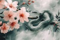 Serpentine Elegance Amongst Blossoming Cherry Branches Royalty Free Stock Photo