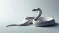 Serpentine elegance a monochromatic study of a white snake in a coiled pose on a subtle background. Generative AI Royalty Free Stock Photo