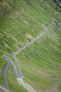 Serpentine mountain road in Italian Alps, Stelvio pass, Passo de Royalty Free Stock Photo