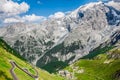 Serpentine mountain road in Italian Alps, Stelvio pass, Passo de Royalty Free Stock Photo