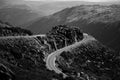 Serpentine mountain road in the Range Serra da Estrela in Portugal. Royalty Free Stock Photo