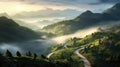 serpentine peak evening mist landscape