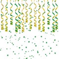 Serpentine ribbons, isolated on background. Streamers confetti . Vector Illustration of green decoration. Falling light decoration