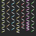 Serpentine ribbons set isolated on black. Royalty Free Stock Photo