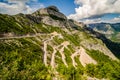 Serpentine road in Albanian mountains near Rrapsh in summer Royalty Free Stock Photo