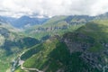 Serpentine road in Albanian mountains near Rrapsh in summer