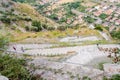 Serpentine road ascending the hill in a southern Italy village Royalty Free Stock Photo