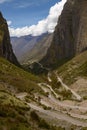 Serpentine Road for Crossing Andes Mountains between Peru and Bolivia Royalty Free Stock Photo