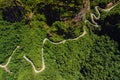 Serpentine road in Espraiado canyons in Santa Catarina, Brazil. Aerial drone view