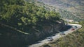 Serpentine roads in Pyrenees in the port city of cerbere in southern France.