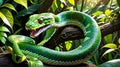 Serpentine Serenity: A Vine and Snake Glide through a Sunlit Jungle