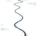 Serpentine Ski Tracks on a Snowy Mountain Slope Royalty Free Stock Photo
