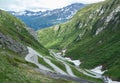 Serpentines of historic tremola at Gotthard pass, Switzerland