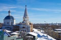 Serpukhov, Russia - February, 2019: Trinity cathedral in winter day