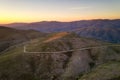 Serra da Freita drone aerial view in Arouca Geopark at sunset, in Portugal