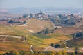 Serralunga Alba town with castle, country in autumn in Italy Royalty Free Stock Photo