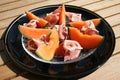 Serrano ham and Cantaloupe melon Royalty Free Stock Photo