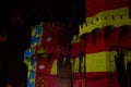Serranos towers, Valencia. Torres de Serrano con la bandera de Valencia durante la Crida de las Fallas Royalty Free Stock Photo