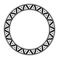 Serrated triangle pattern, circle frame, based on Melanesian patterns Royalty Free Stock Photo