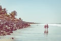 SERREKUNDA, THE GAMBIA - NOVEMBER 22, 2019: Beach near the Senegambia hotel strip in the Gambia, West Africa