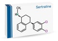 Sertraline molecule. It is antidepressant, used to treat depressive disorder, social anxiety disorder, other psychiatric Royalty Free Stock Photo