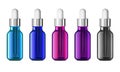 Cosmetic vials for oil, liquid essential, collagen serum. EPS10 Royalty Free Stock Photo