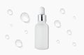 Serum bottle with moisture drops. Frosted glass container for skin care beauty product Royalty Free Stock Photo