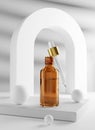 Serum Dropper Bottle Mockup with White Props - 3D Illustration Render