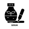 serum icon, black vector sign with editable strokes, concept illustration