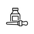 Black line icon for Serum, cosmeticoil and liquid