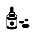 Black solid icon for Serum, dropper and beauty