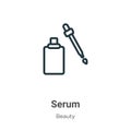 Serum outline vector icon. Thin line black serum icon, flat vector simple element illustration from editable beauty concept Royalty Free Stock Photo