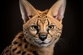 Serval portrait on dark background. AI Generative Royalty Free Stock Photo