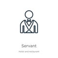 Servant icon. Thin linear servant outline icon isolated on white background from hotel and restaurant collection. Line vector