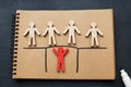 Servant leadership concept. Figures and one holds the bridge. Royalty Free Stock Photo