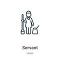 Servant outline vector icon. Thin line black servant icon, flat vector simple element illustration from editable hotel concept