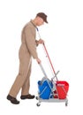 Servant With Washing Bucket And Mop Royalty Free Stock Photo