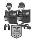 Serve and protect illustration. SWAT and police. Flat style.