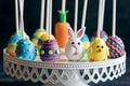 Served cake pops with Easter decoration Royalty Free Stock Photo